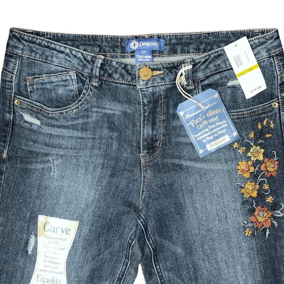 NWT Plus Size Democracy Flex-ellant Girlfriend Embroidered Cuffed Jeans 14W #127 - Picture 9 of 14